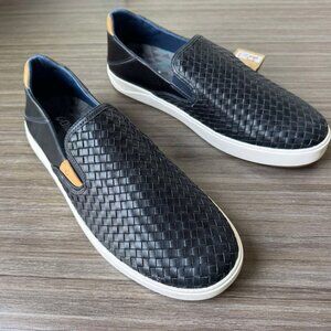OluKai Lae‘ahi Lauhala Men’s Woven Leather Slip On Shoes Size 13 $165 NWT